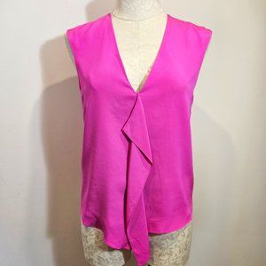 tibi 100% Silk Sleeveless Fuchsia V-Neck Blouse, Size 2